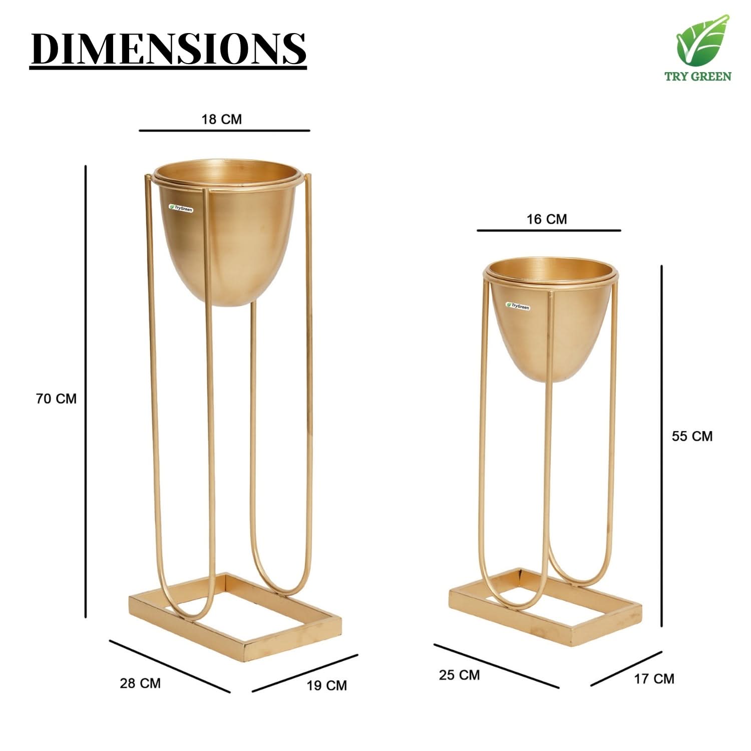 TryGreen- Flora Stylish Pots with Stands for Elegant Spaces(Gold)