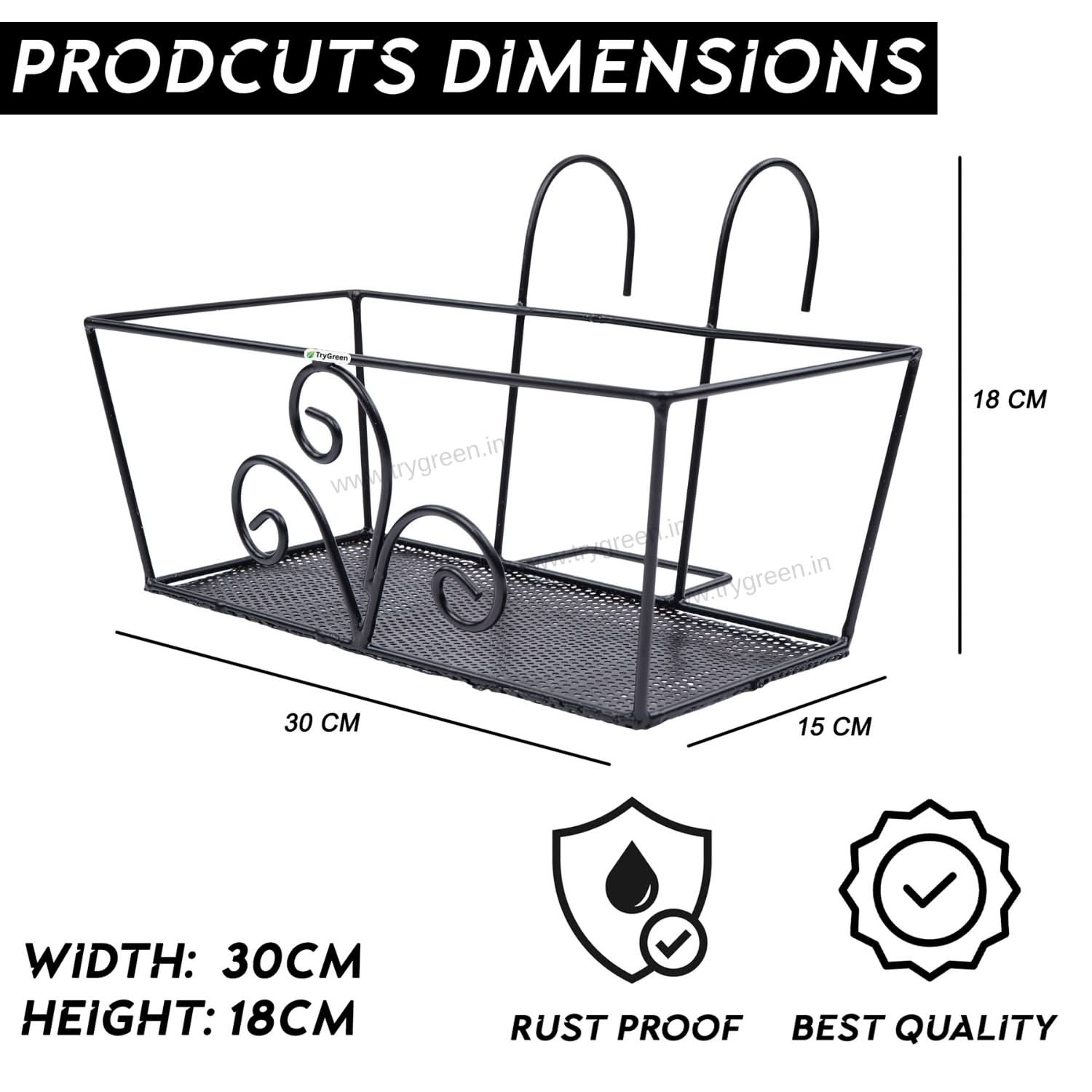TryGreen – Alra Metal Railing Stand for Balcony & Railing Decor