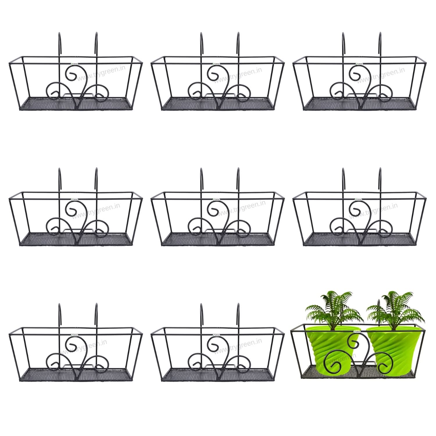 TryGreen – Alra Metal Railing Stand for Balcony & Railing Decor