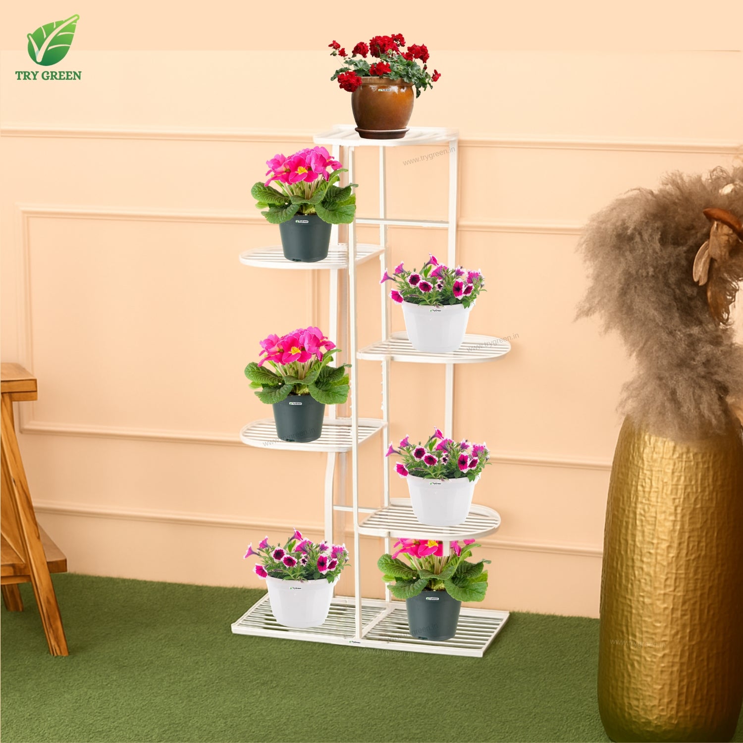 TryGreen Rex 7-Tier Plant Rack Stand (White)