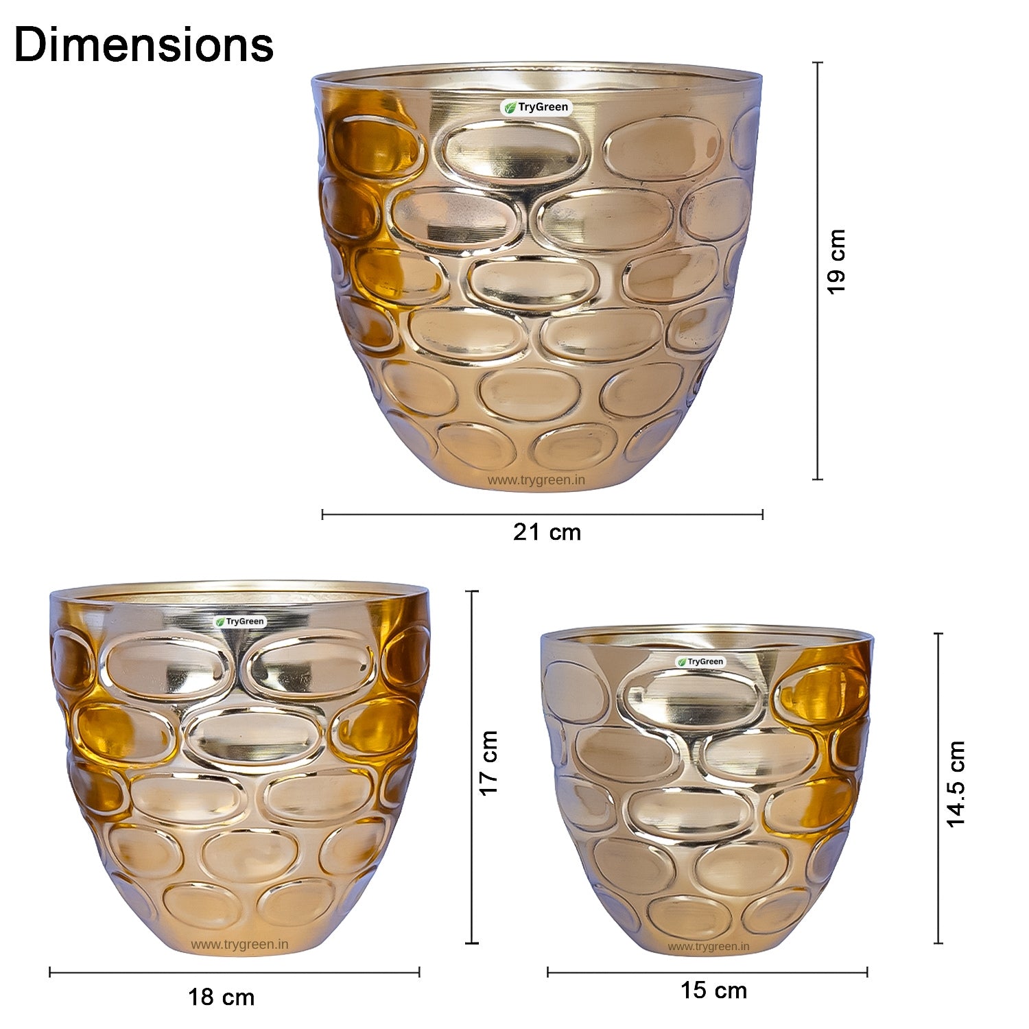 TryGreen Versa Metal Planters (Set of 3)