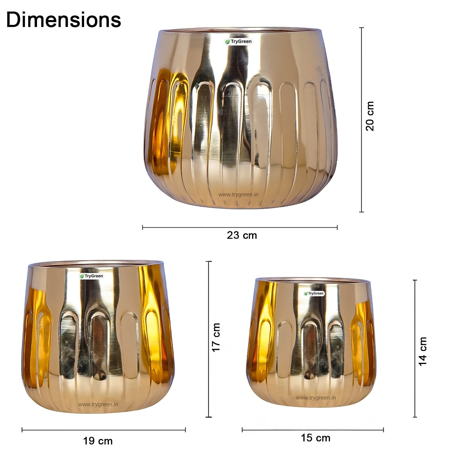 TryGreen Asta Metal Planters (Set of 3)