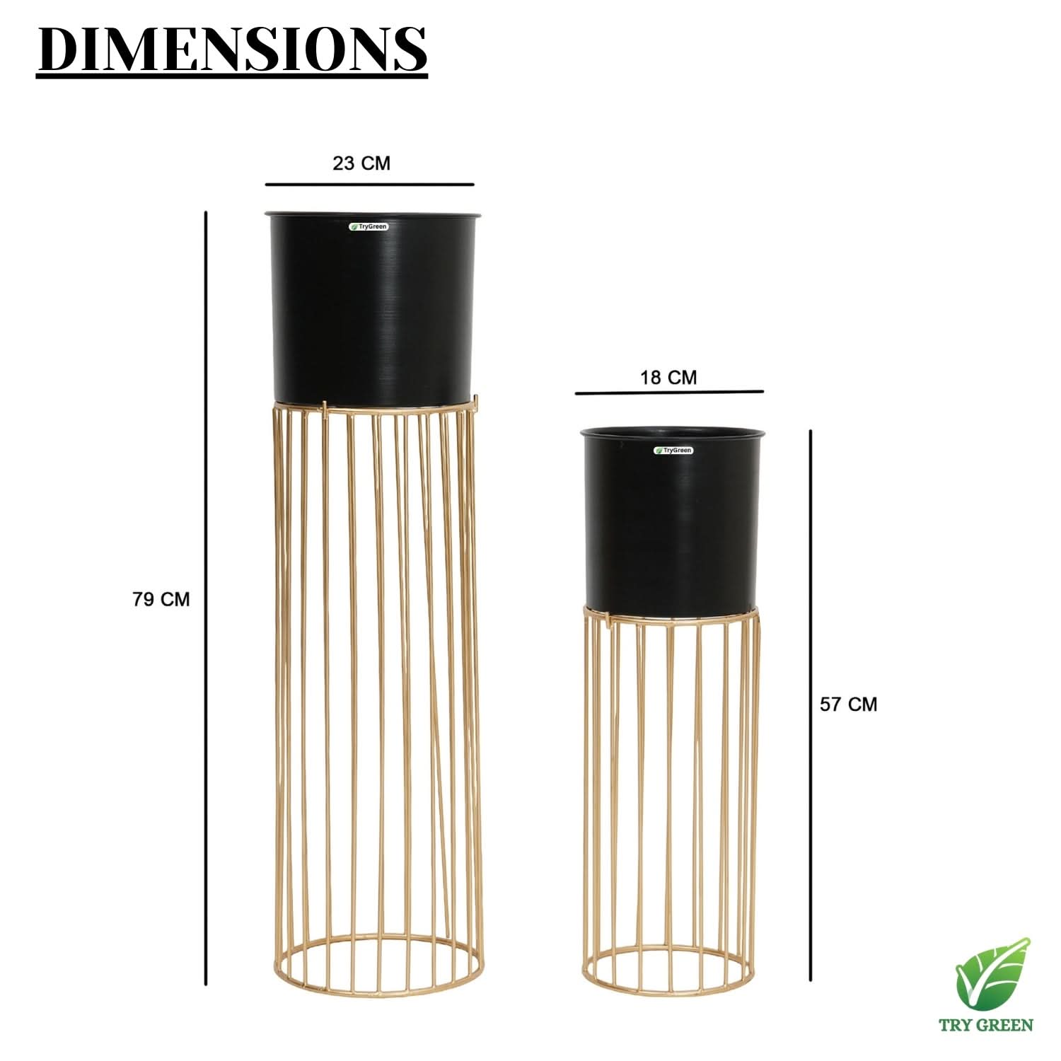 TryGreen- Tumble Stylish Pots with Stands for Elegant Spaces(Black)