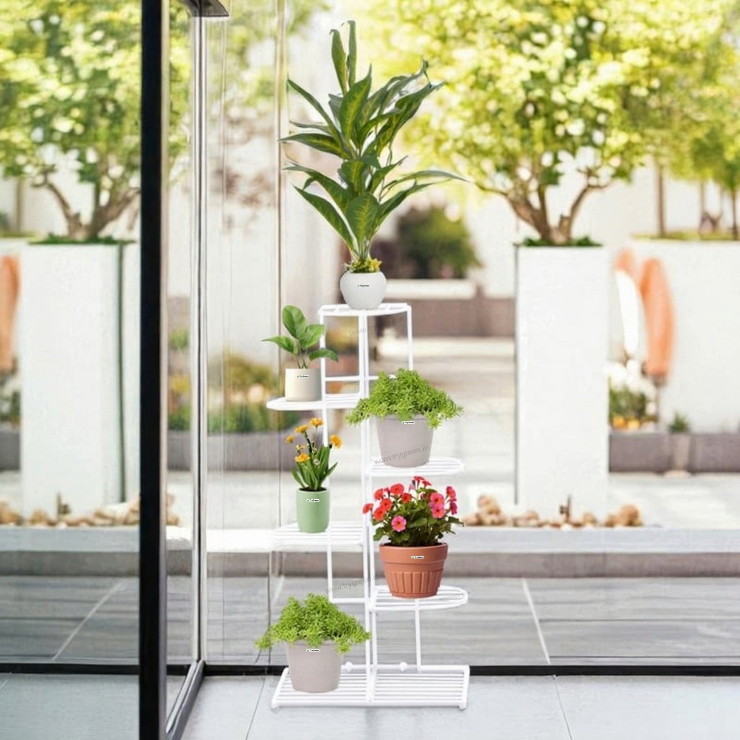 TryGreen Rex 7-Tier Plant Rack Stand (White)