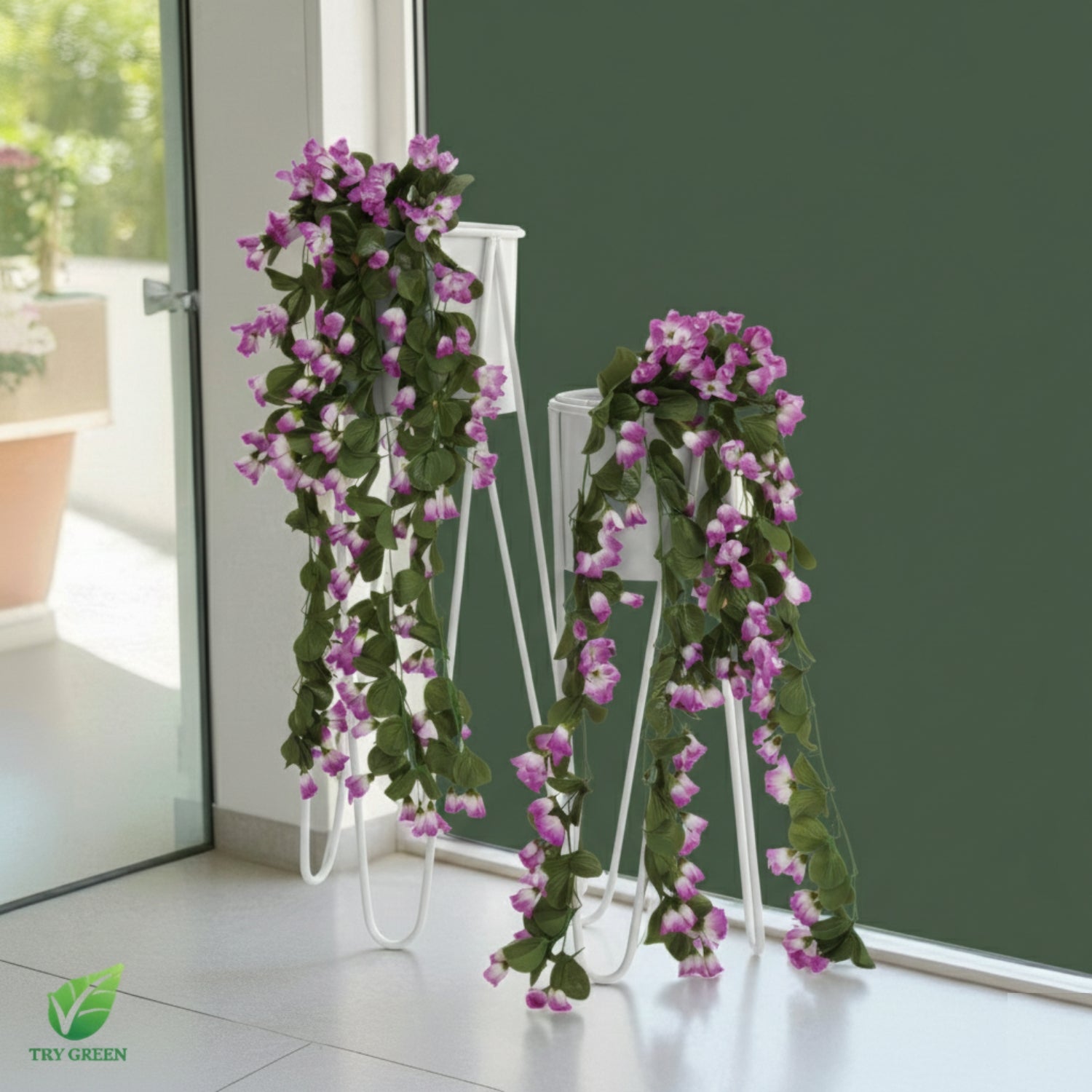 TryGreen- Strin Stylish Pots with Stands for Elegant Spaces(White)