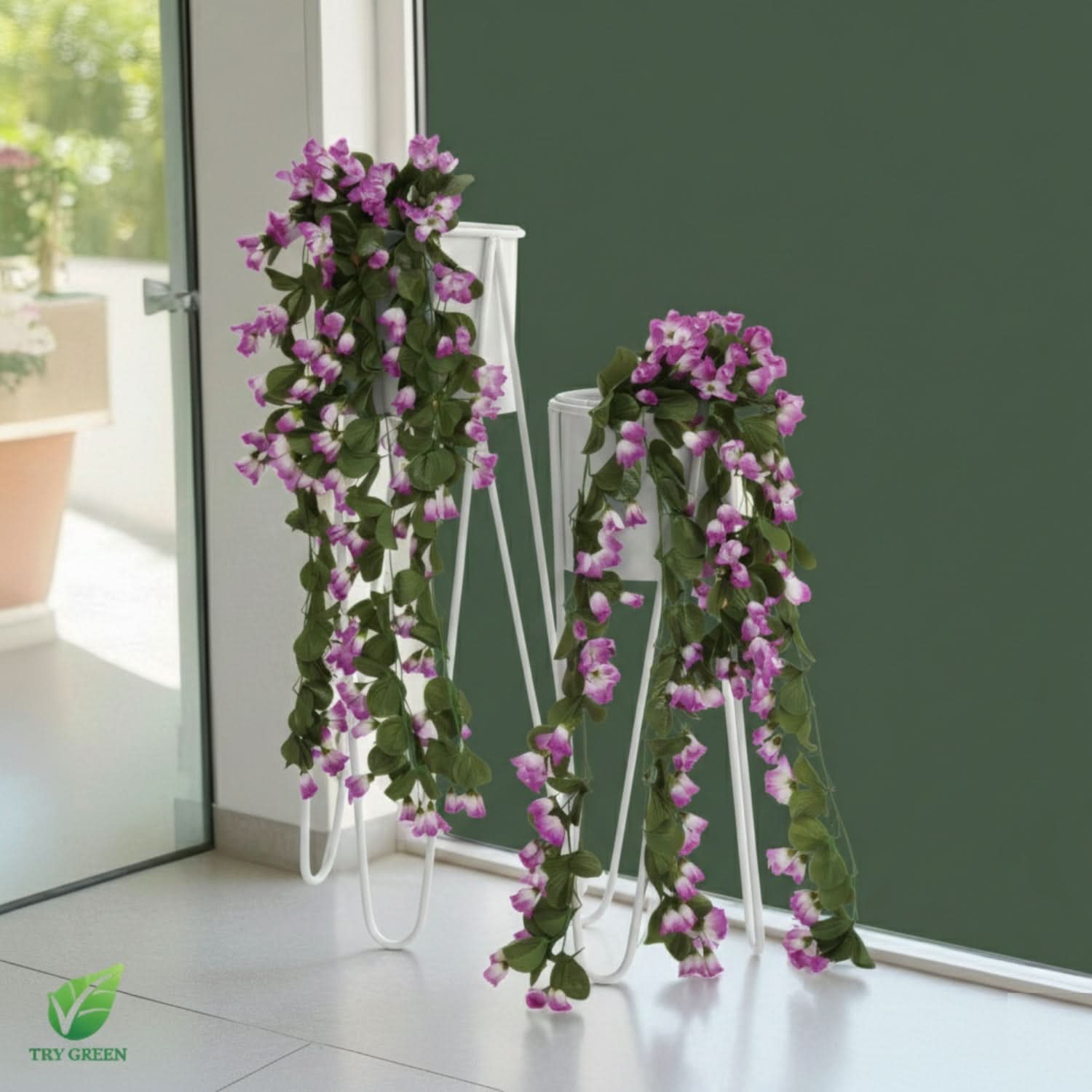 TryGreen- Strin Stylish Pots with Stands for Elegant Spaces(White)