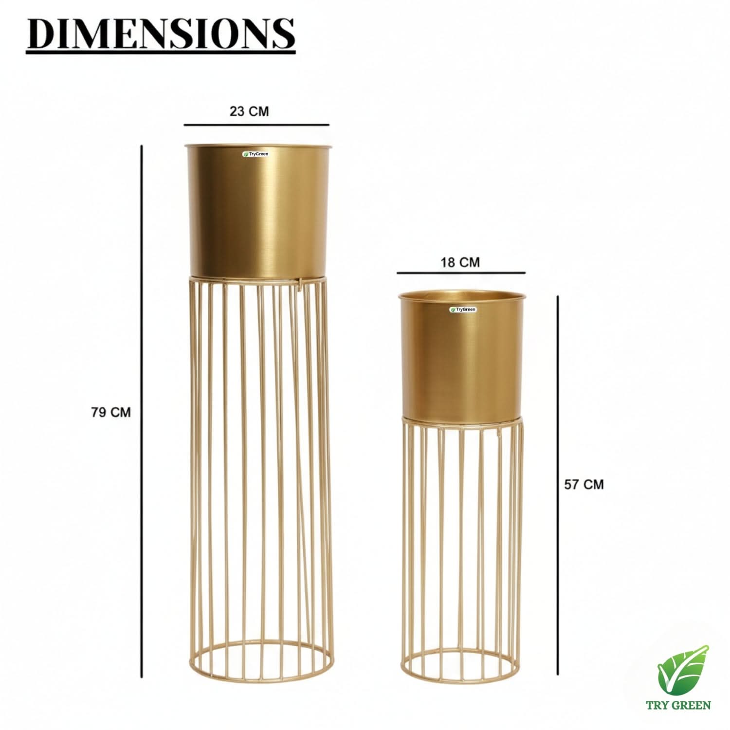 TryGreen- Tumble Stylish Pots with Stands for Elegant Spaces(Gold)
