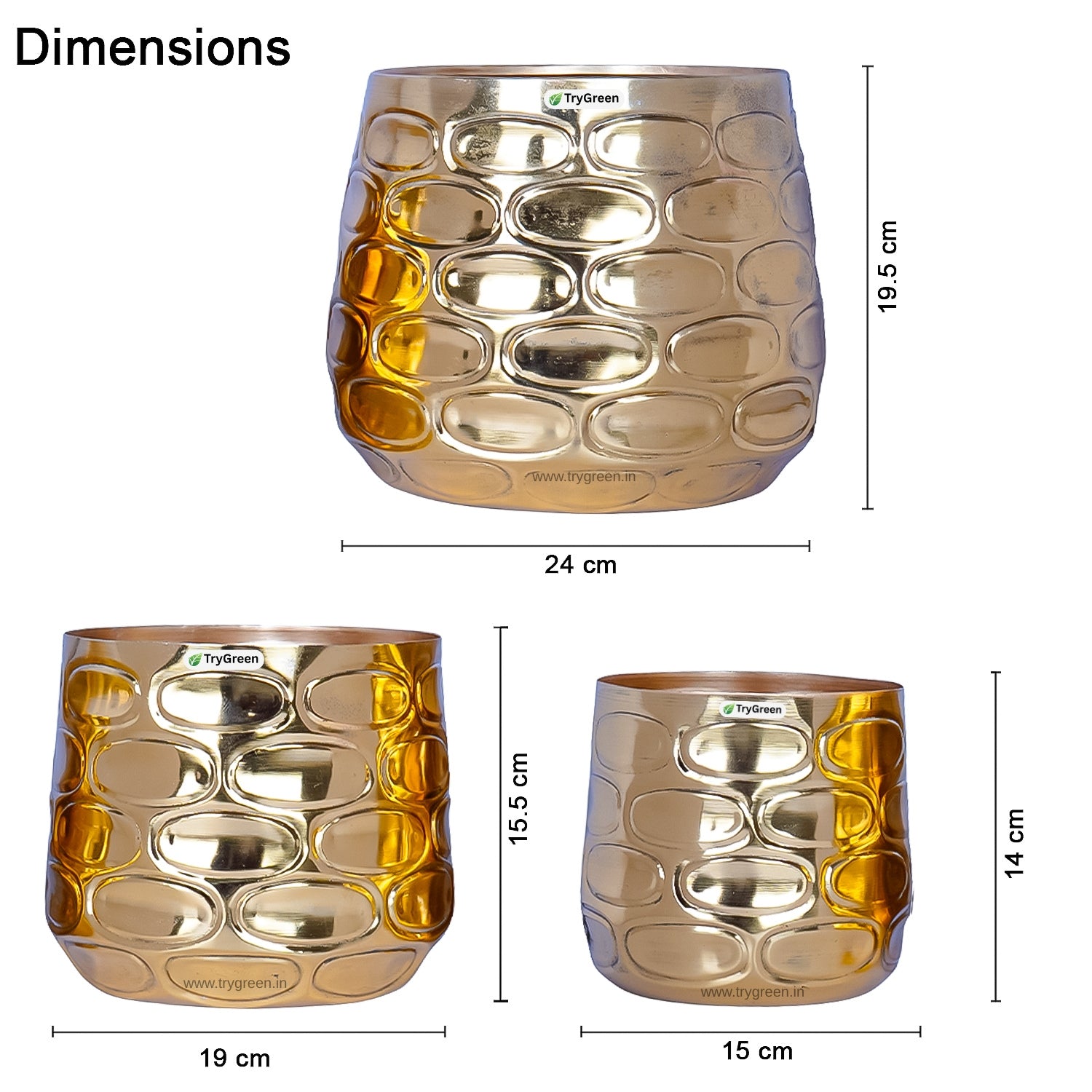 TryGreen Tria Metal Planters (Set of 3)