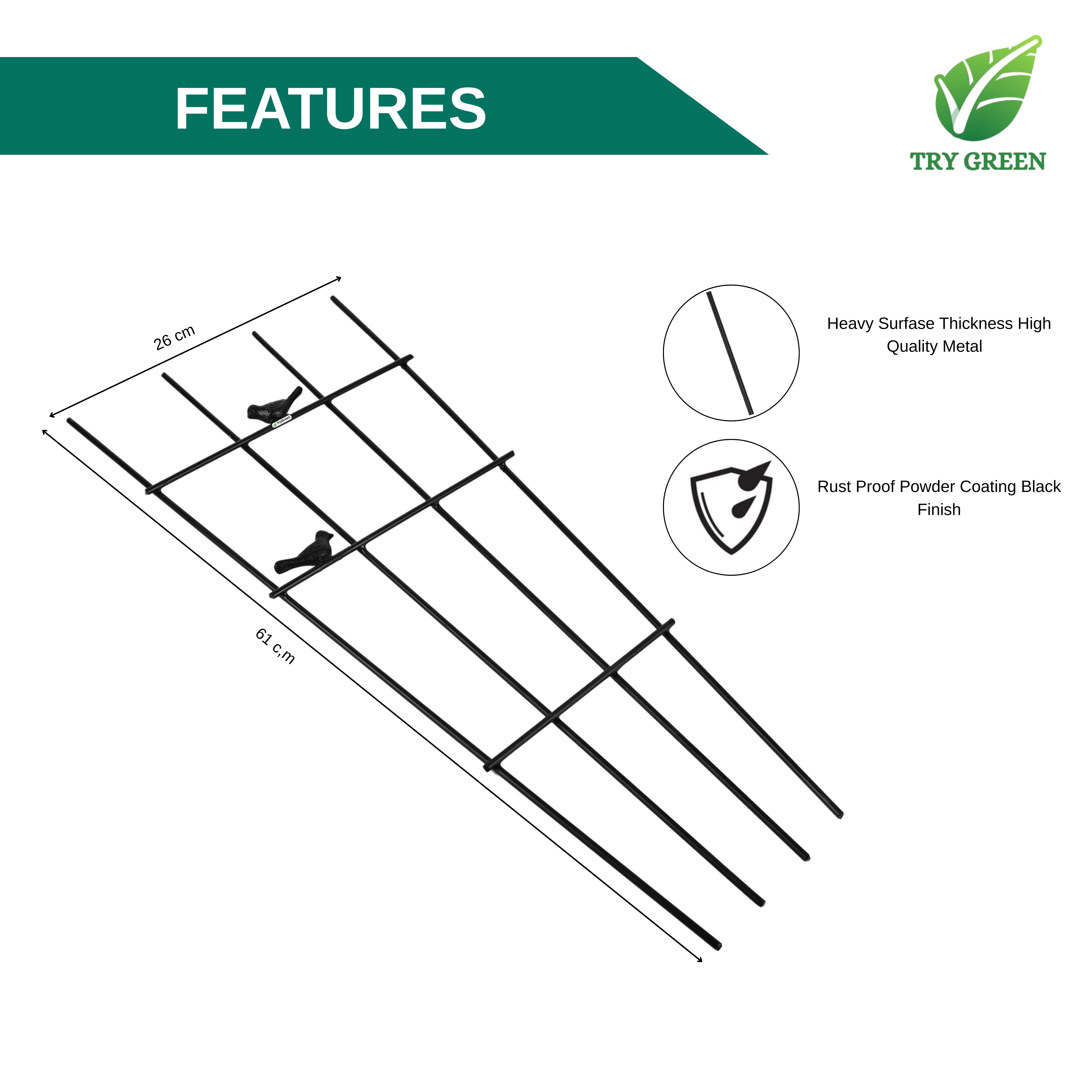 TryGreen- Grill Shape Strong Support Stakes for Garden