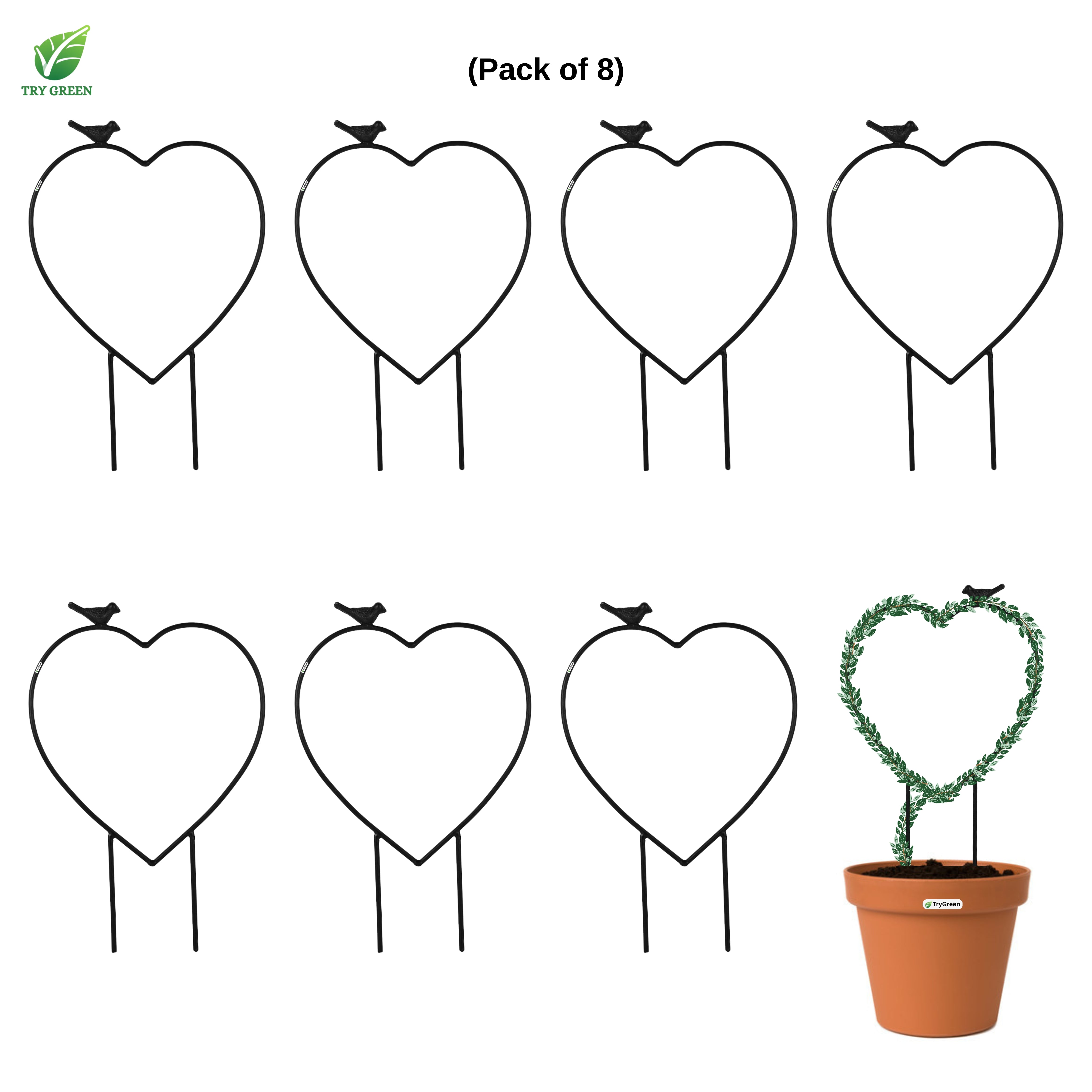 TryGreen- Heart Shape Strong Support Stakes for Garden