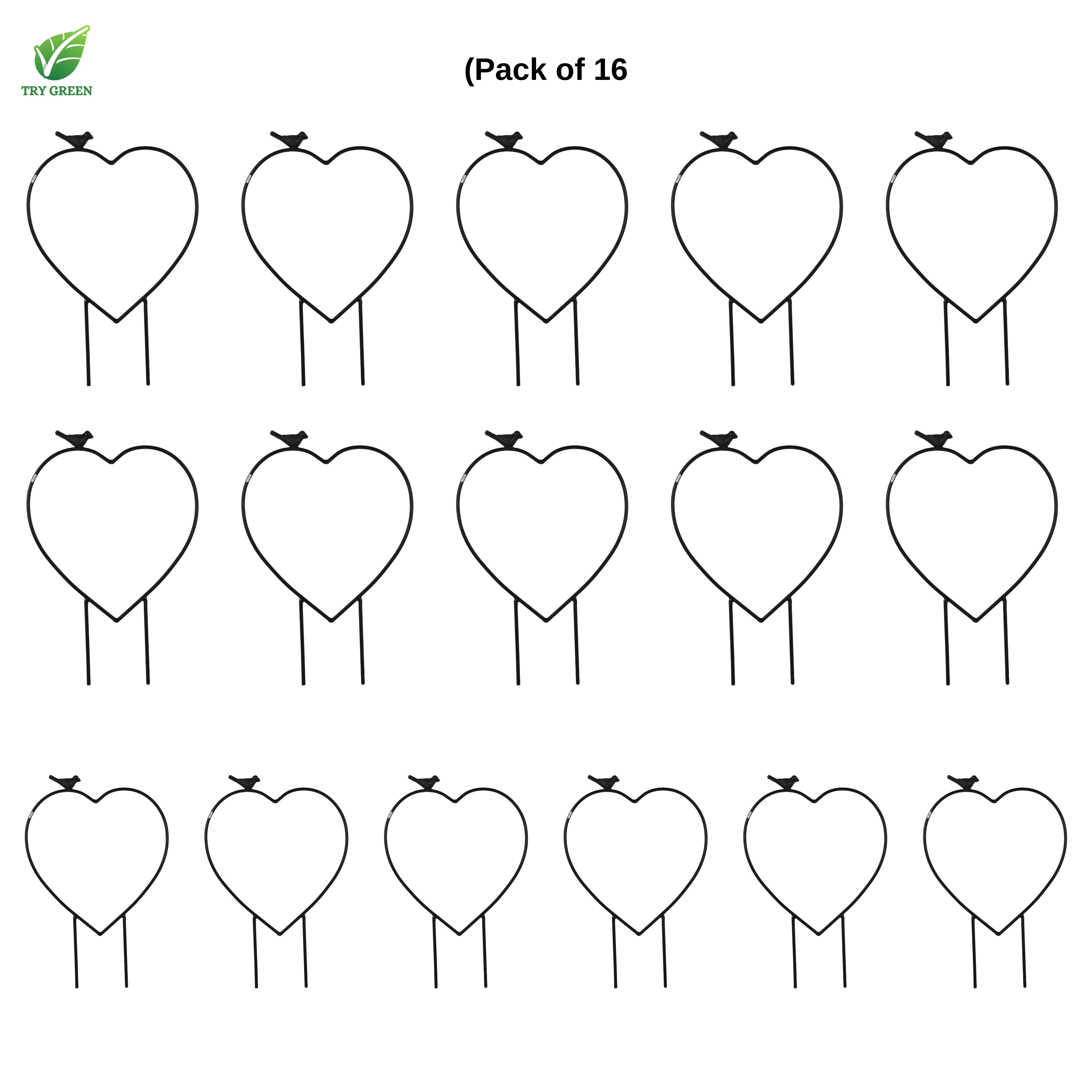 TryGreen- Heart Shape Strong Support Stakes for Garden