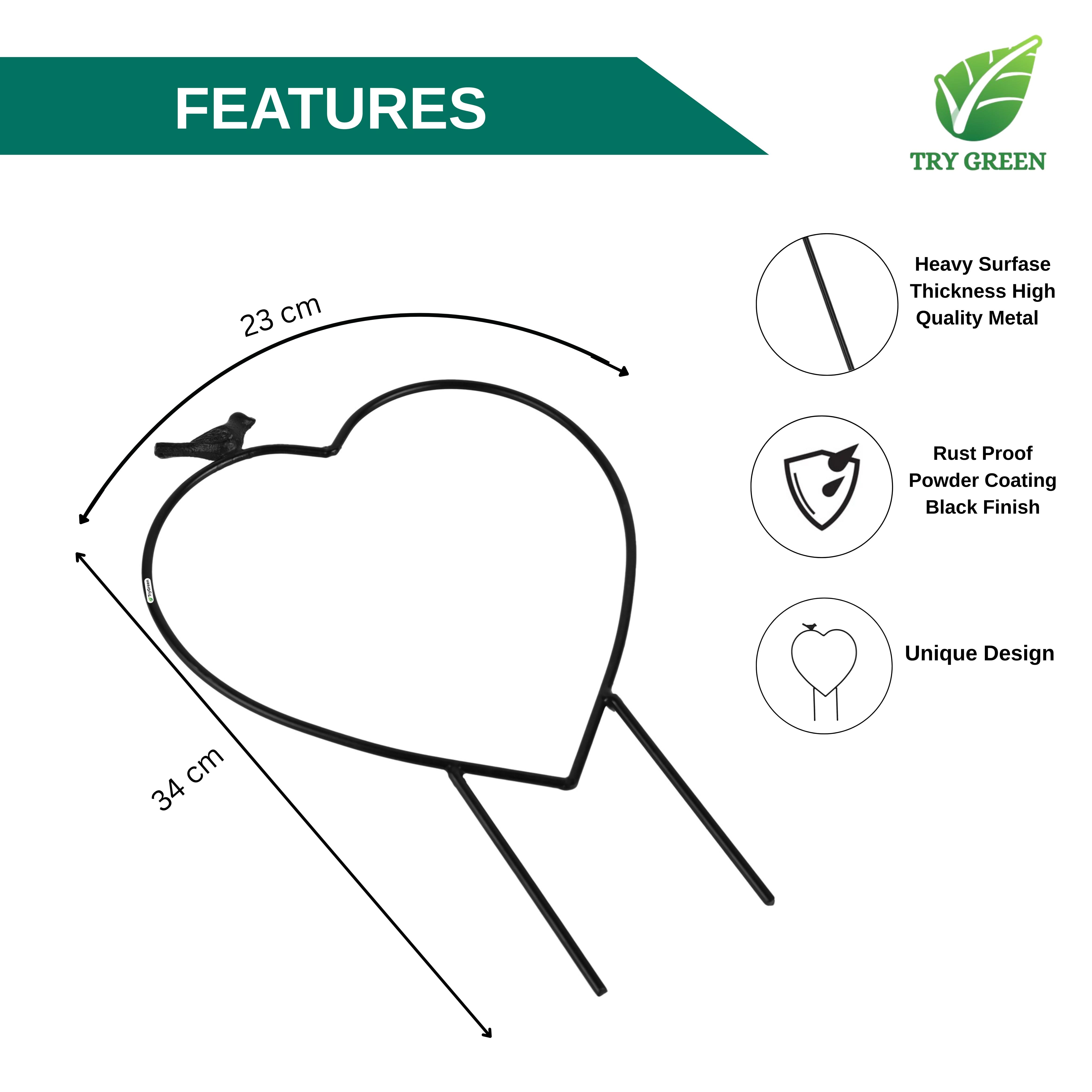 TryGreen- Heart Shape Strong Support Stakes for Garden