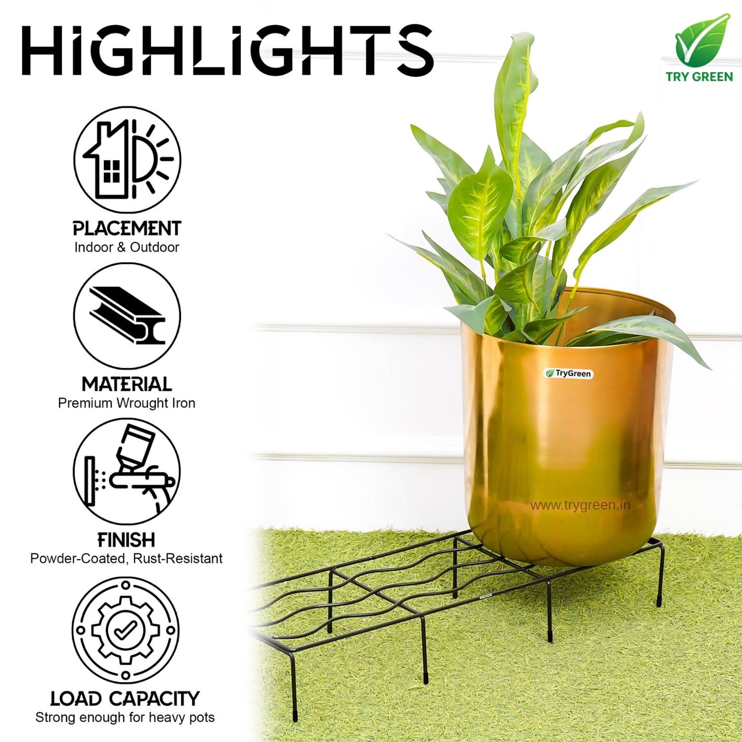 TryGreen Fern Pot Stands for Home and Garden Decor