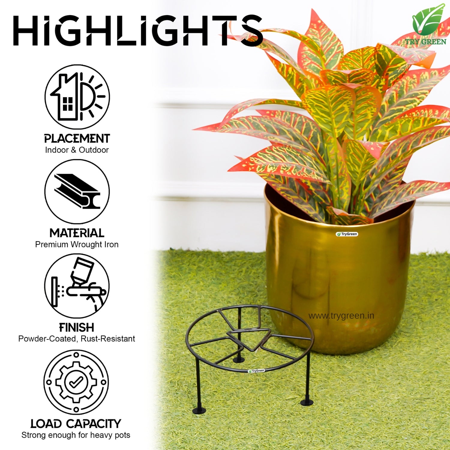 TryGreen Rect Pot Stands for Home and Garden Decor