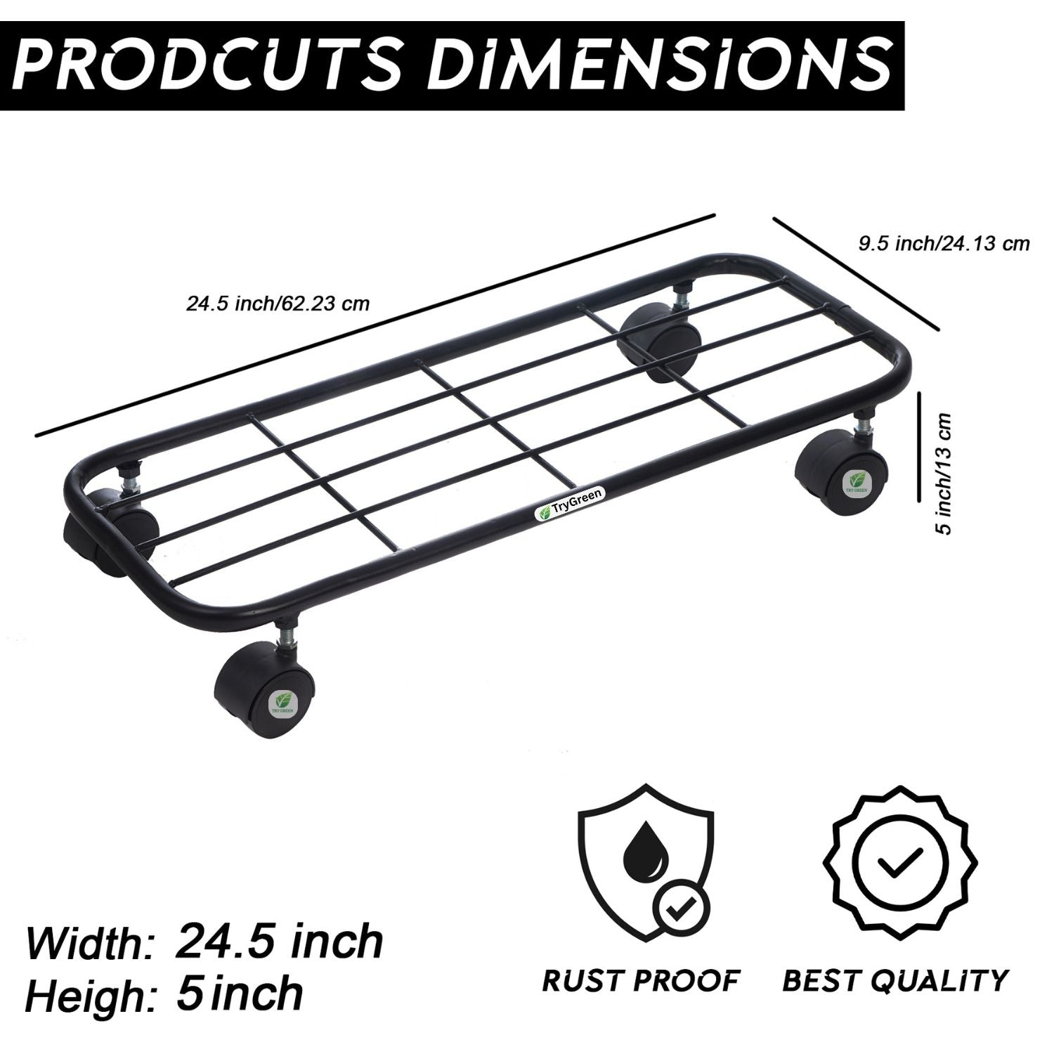 TryGreen Ivy Wheel Rolling Plant Stand for Planters