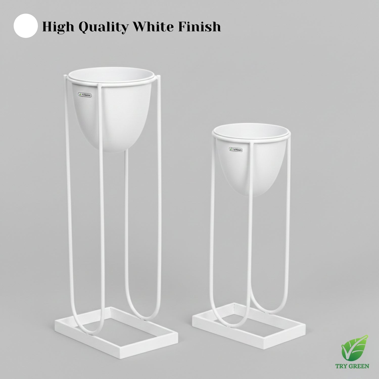 TryGreen- Flora Stylish Pots with Stands for Elegant Spaces(White)