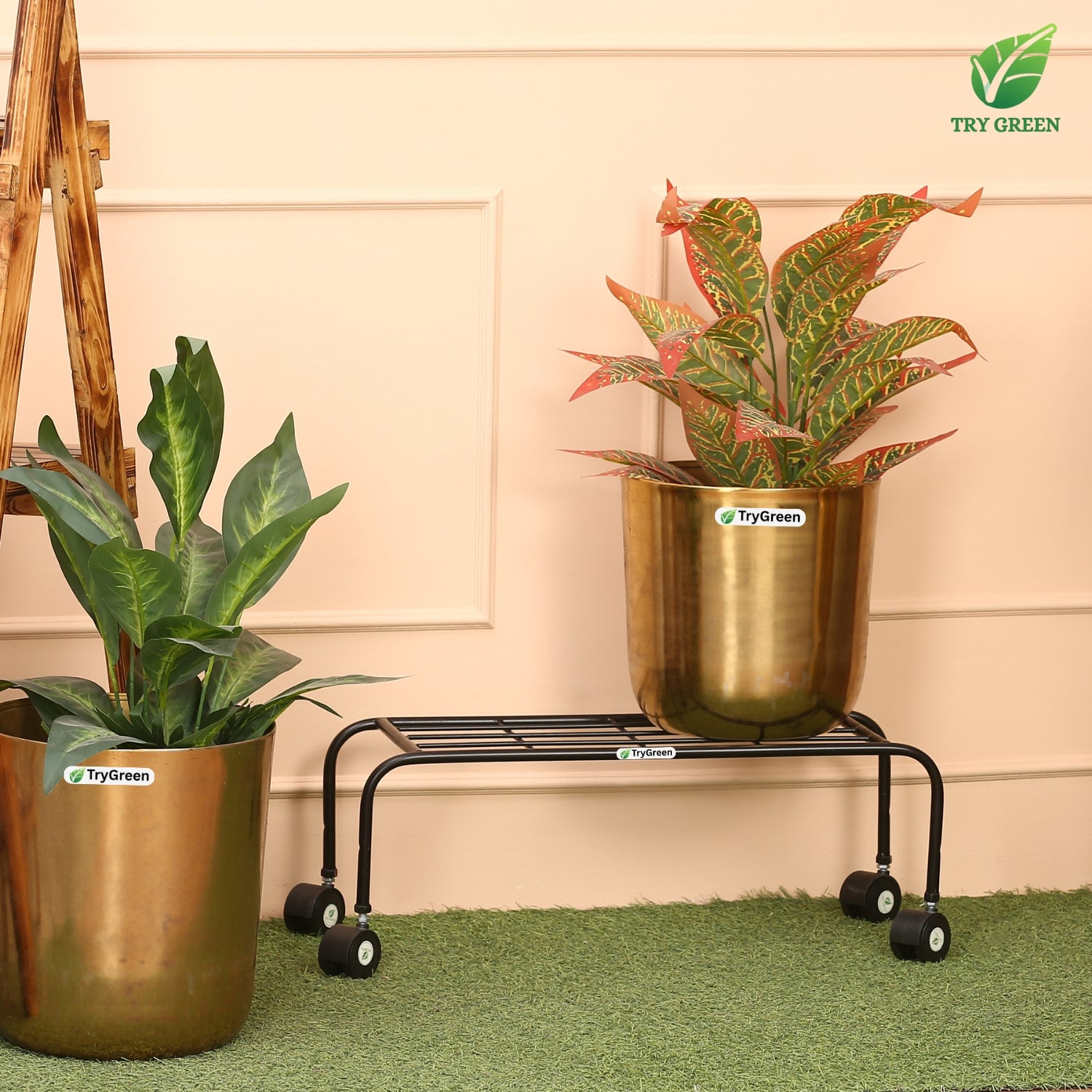 TryGreen Plux Wheel Rolling Plant Stand for Planters