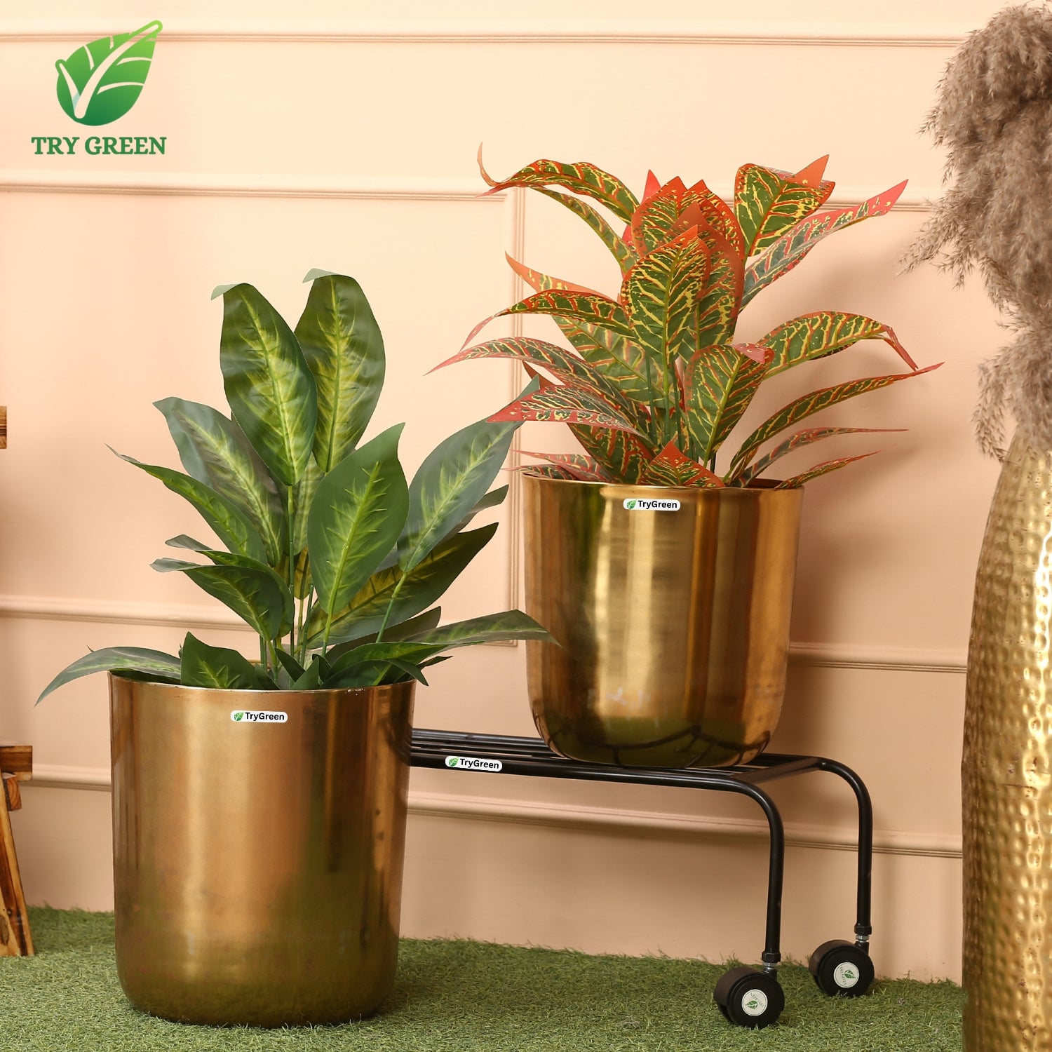 TryGreen Plux Wheel Rolling Plant Stand for Planters