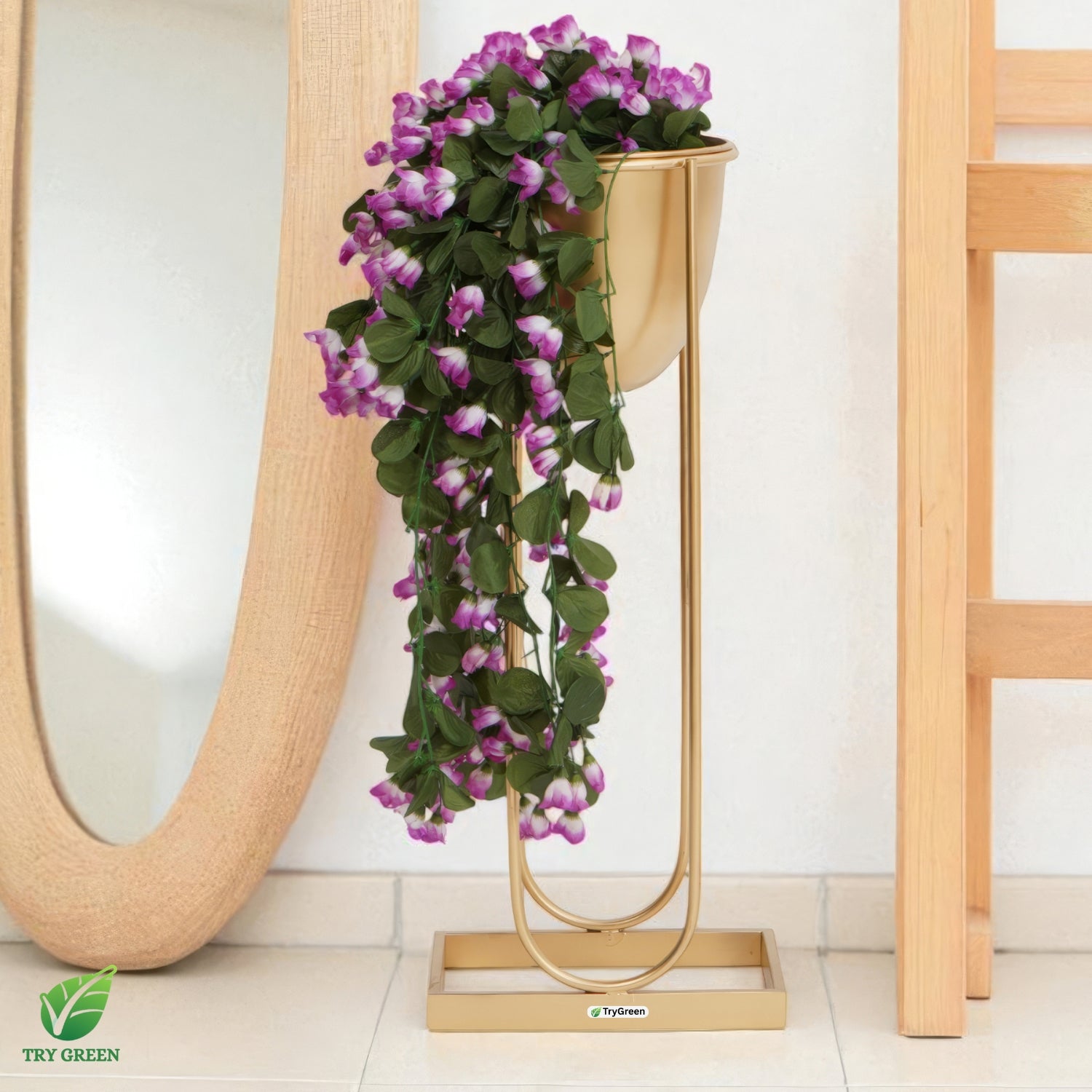 TryGreen- Flora Stylish Pots with Stands for Elegant Spaces(Gold)