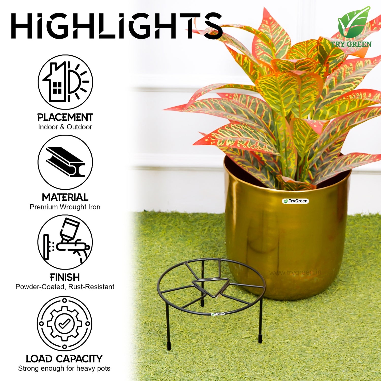 TryGreen Rexo Pot Stands for Home and Garden Decor