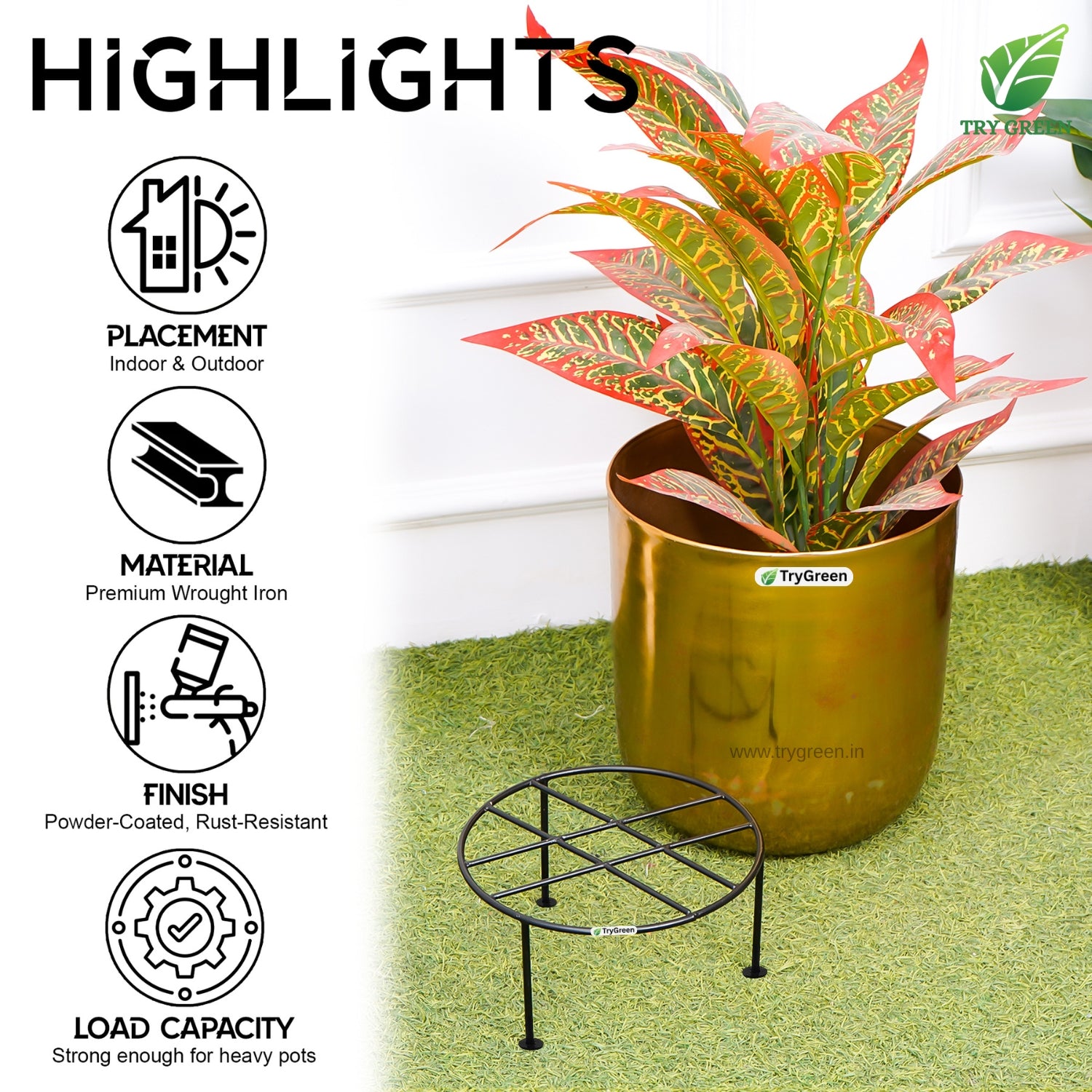 TryGreen Nira Pot Stands for Home and Garden Decor