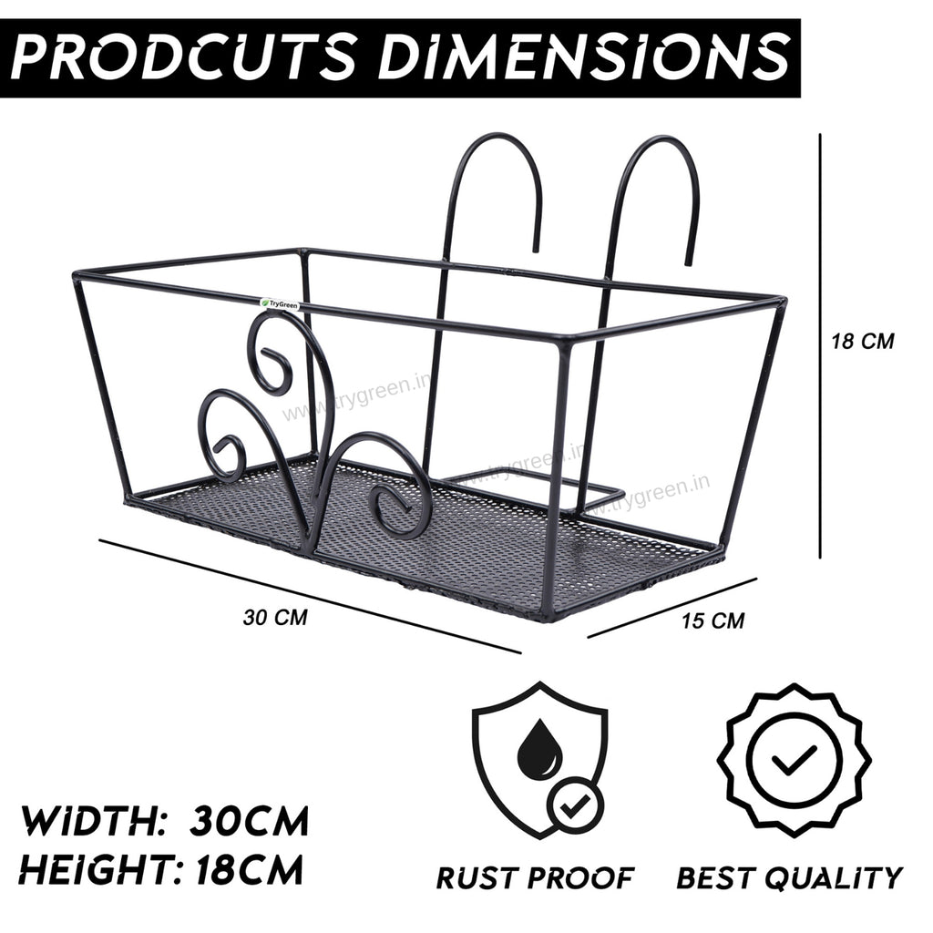 TryGreen – Alra Metal Railing Stand for Balcony & Railing Decor