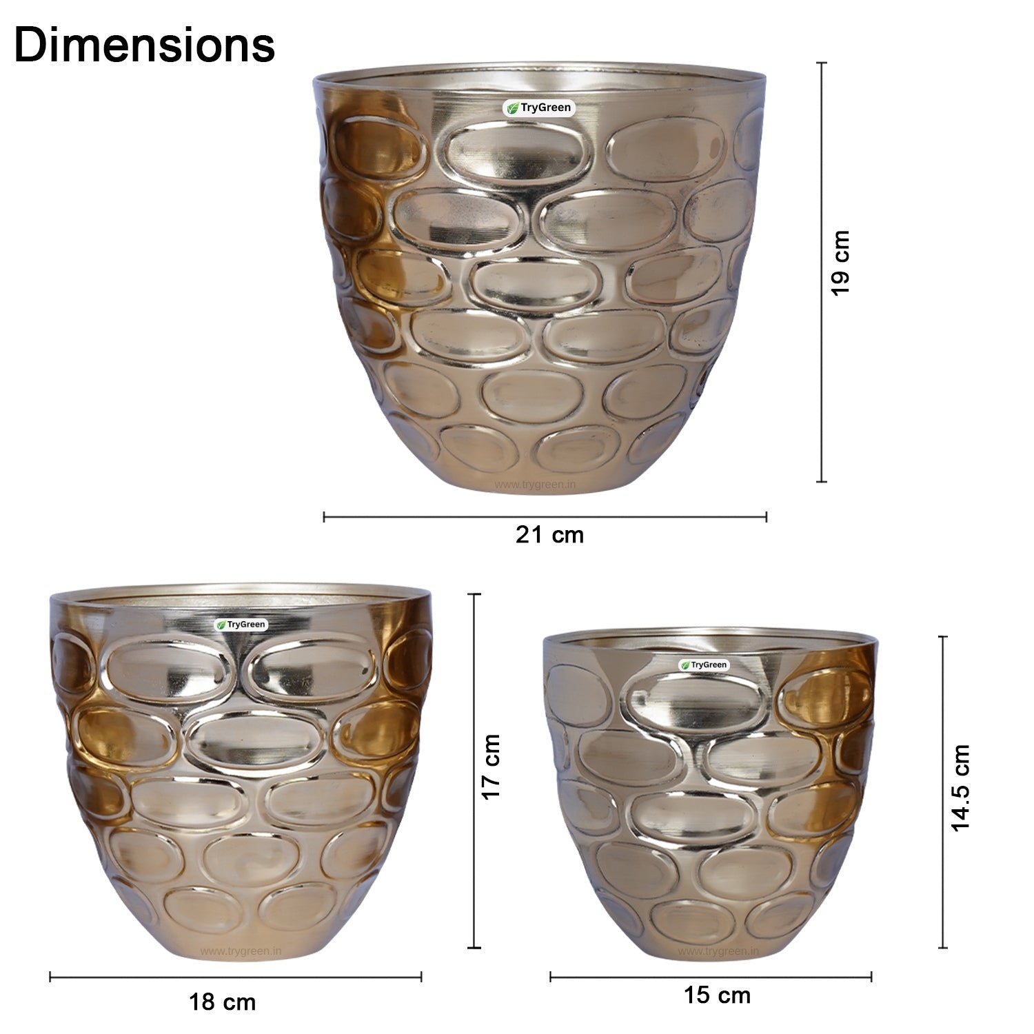 TryGreen Versa Metal Planters (Set of 3)
