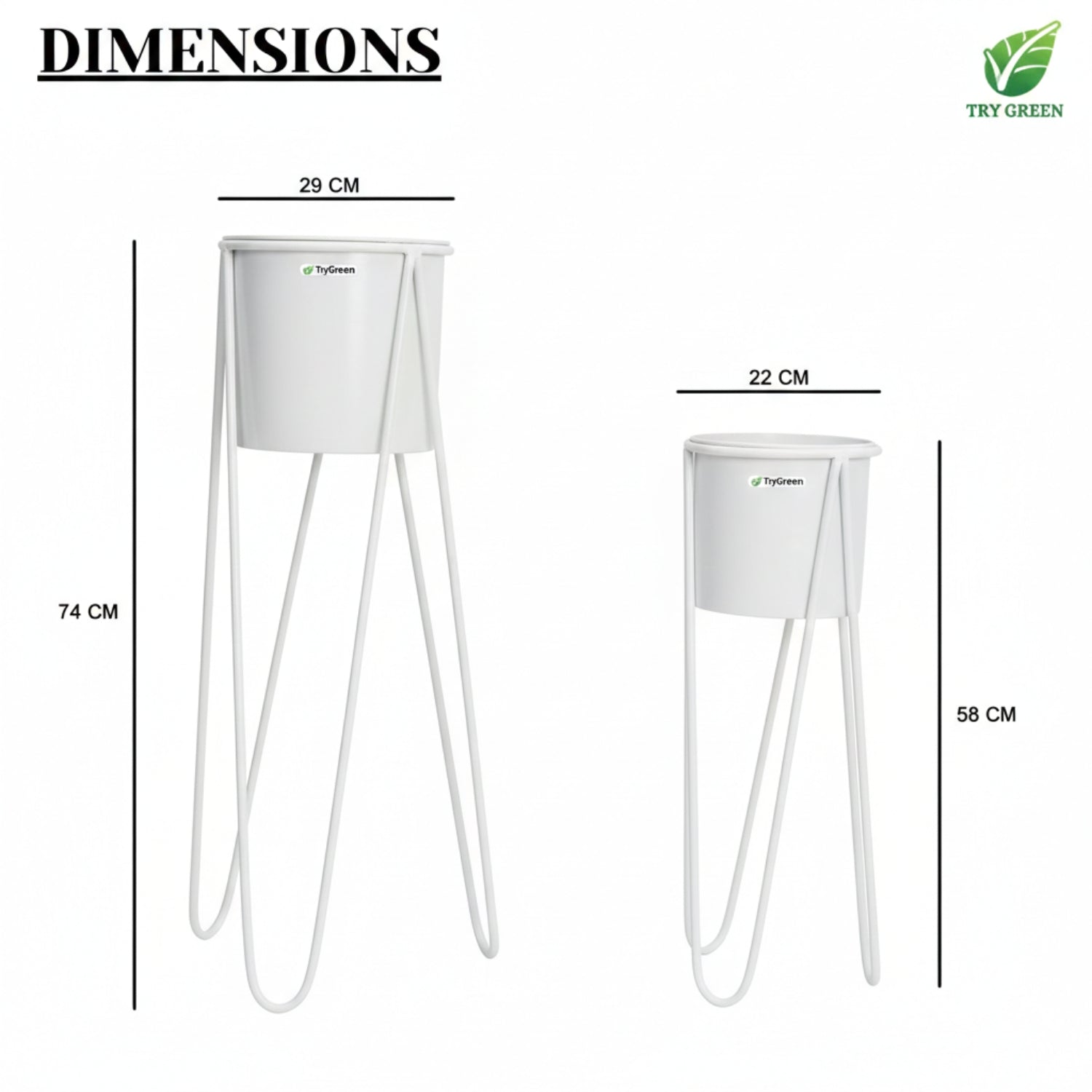 TryGreen- Strin Stylish Pots with Stands for Elegant Spaces(White)