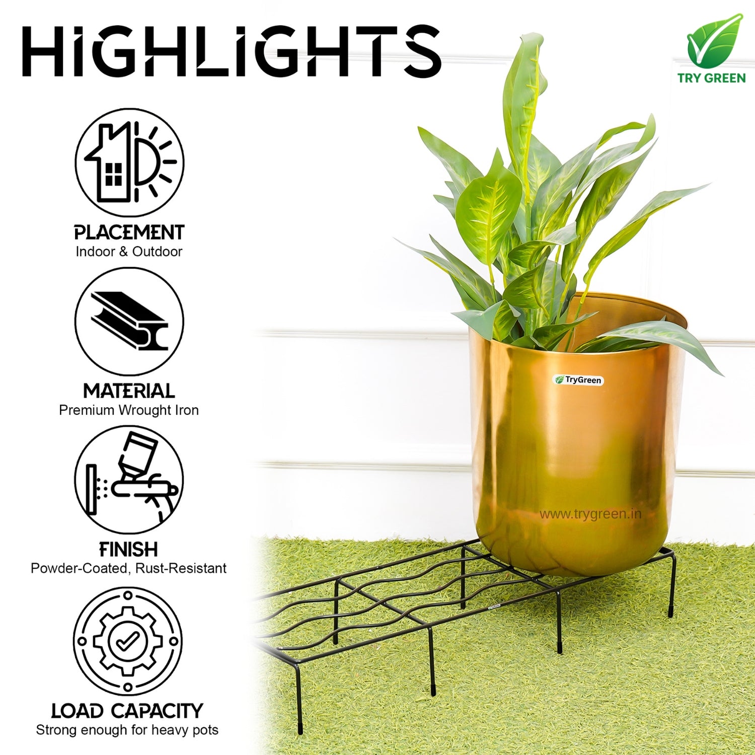 TryGreen Fern Pot Stands for Home and Garden Decor